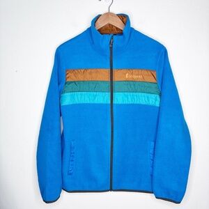 Cotopaxi Teva Fleece Full Zip Jacket Blue Brown Teal Stripe Size Small EUC